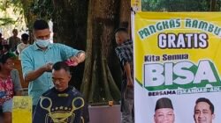 Simpatisan BISA Pangkas Gratis Ratusan Warga di Alun-Alun Stabat