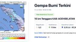 Gempa 5,2 SR Guncang Aceh Selatan, Getaran Terasa Hingga di Sumut
